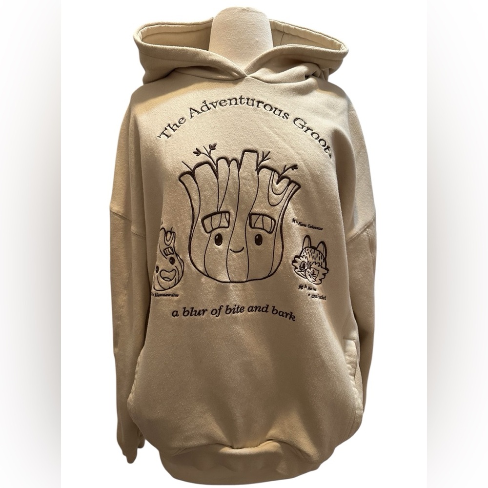 Marvel Cream Hoodie - The Adventurous Groot Design
